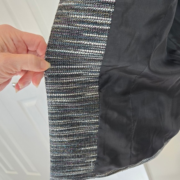 Kasper Womens S Blazer Black Grey Shimmery Metalic Tweed‎ Career Office Holiday - Picture 7 of 11
